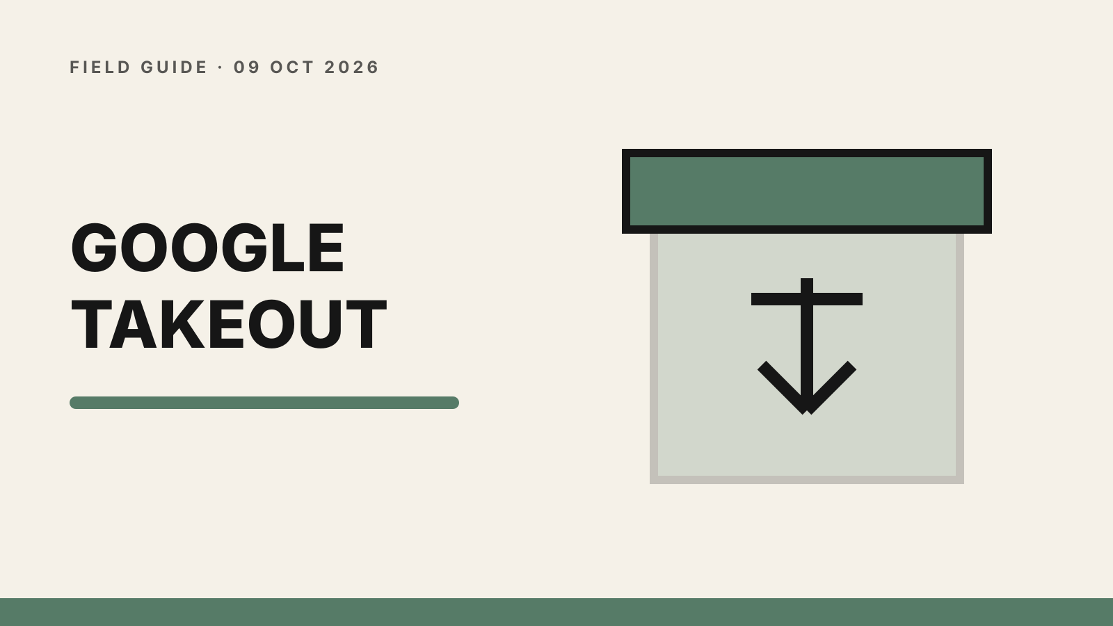 Archive box and download arrow for a Google data export